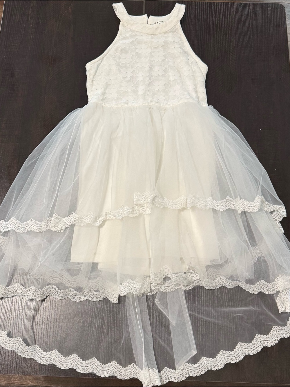 Grace Karin White Lace Bodice Tulle High-Low Dress for Girls